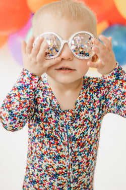 Image of Rainbow Sprinkles Zip Convertible Footie