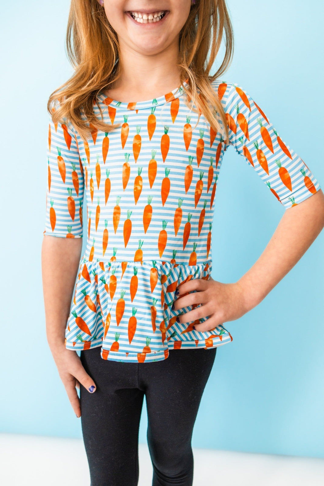 Carrot Stripes Half Sleeve Skater Peplum SHIPS 2/15