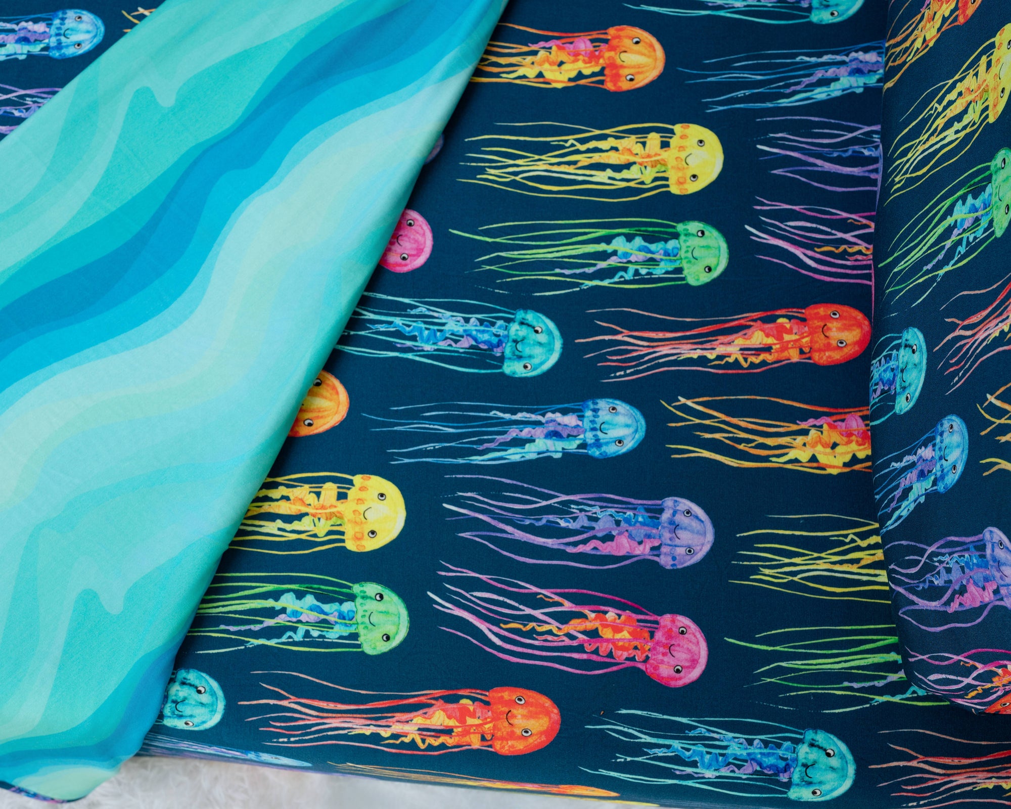 Rainbow Jellies Twin Fitted Sheet (Ships week of July 29)