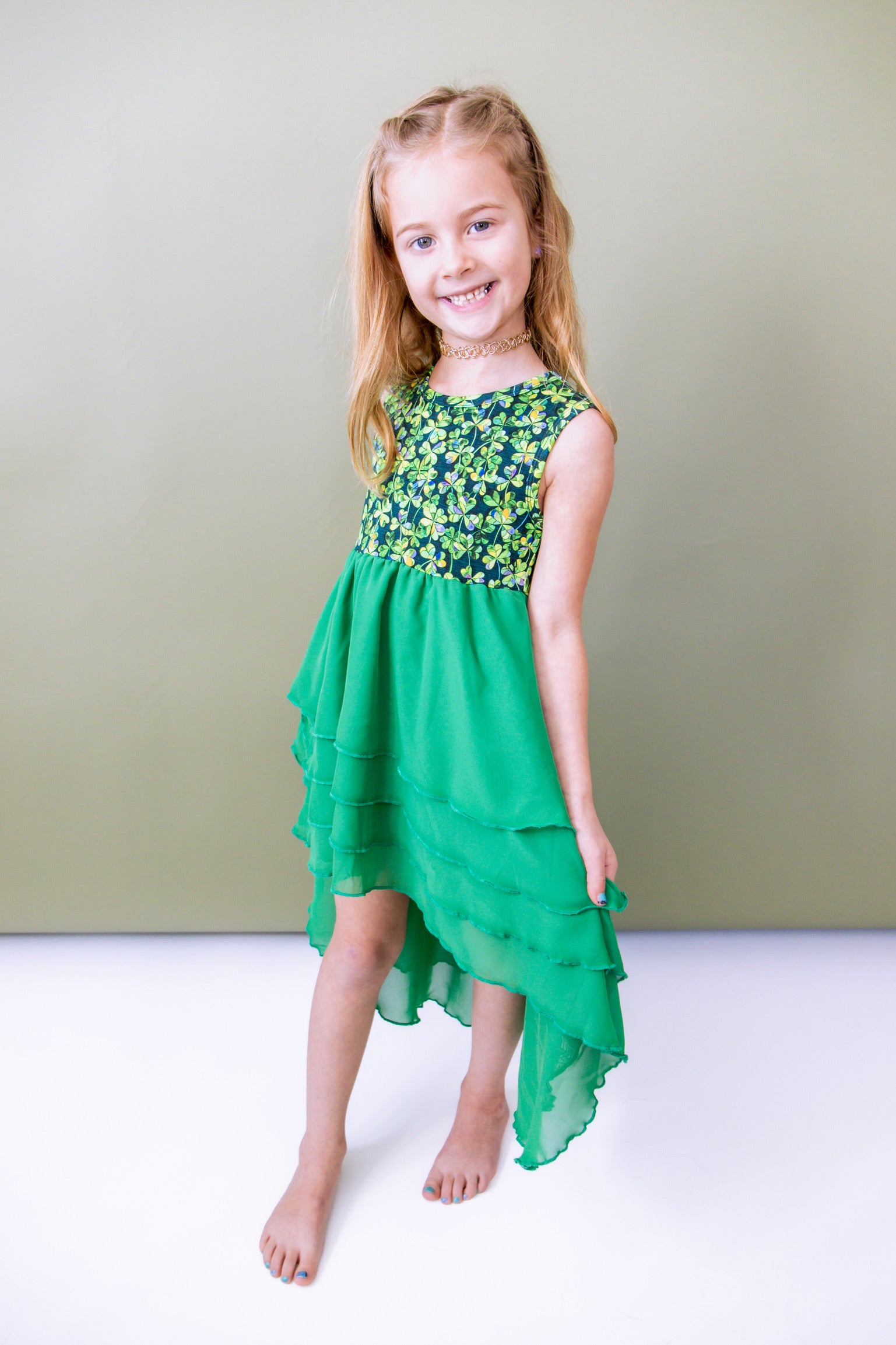 Lucky Clover Tiered High-Low Dress