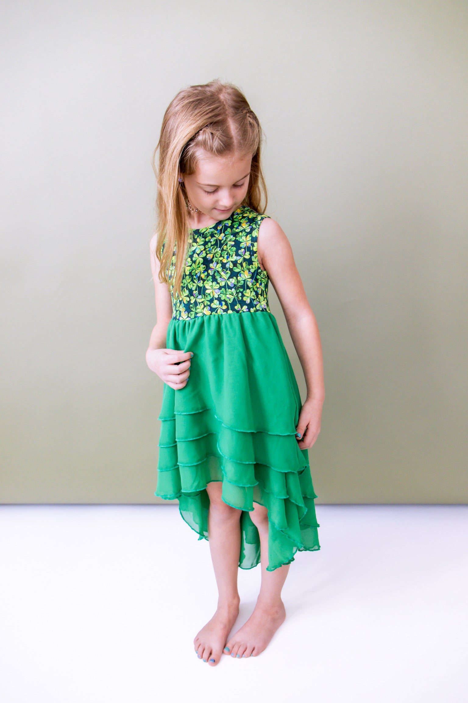 Lucky Clover Tiered High-Low Dress