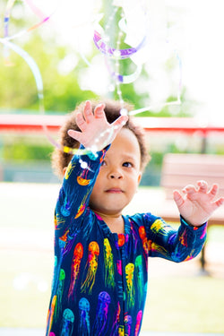 Image of Rainbow Jellies Zip Convertible Footie