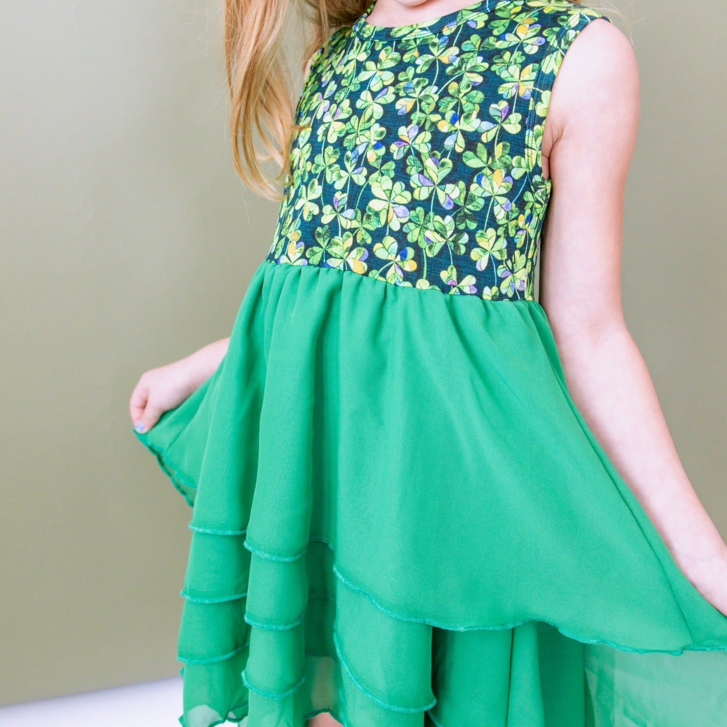 Lucky Clover Tiered High-Low Dress