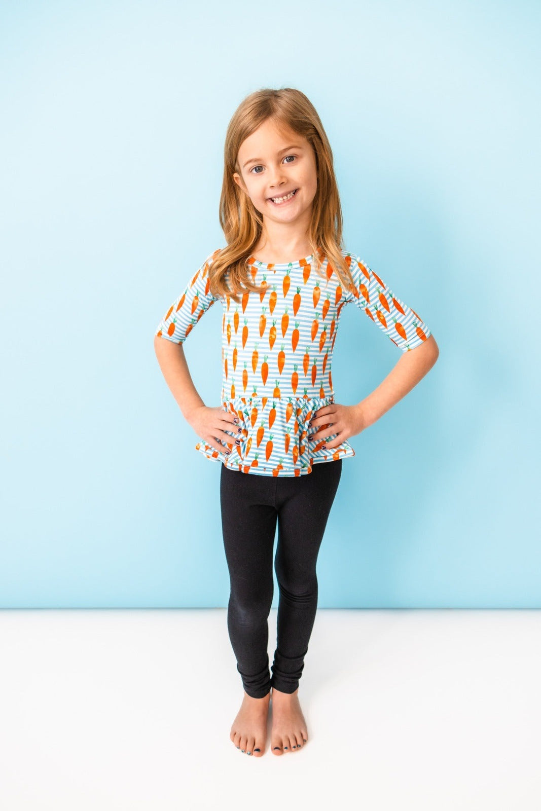 Carrot Stripes Half Sleeve Skater Peplum SHIPS 2/15