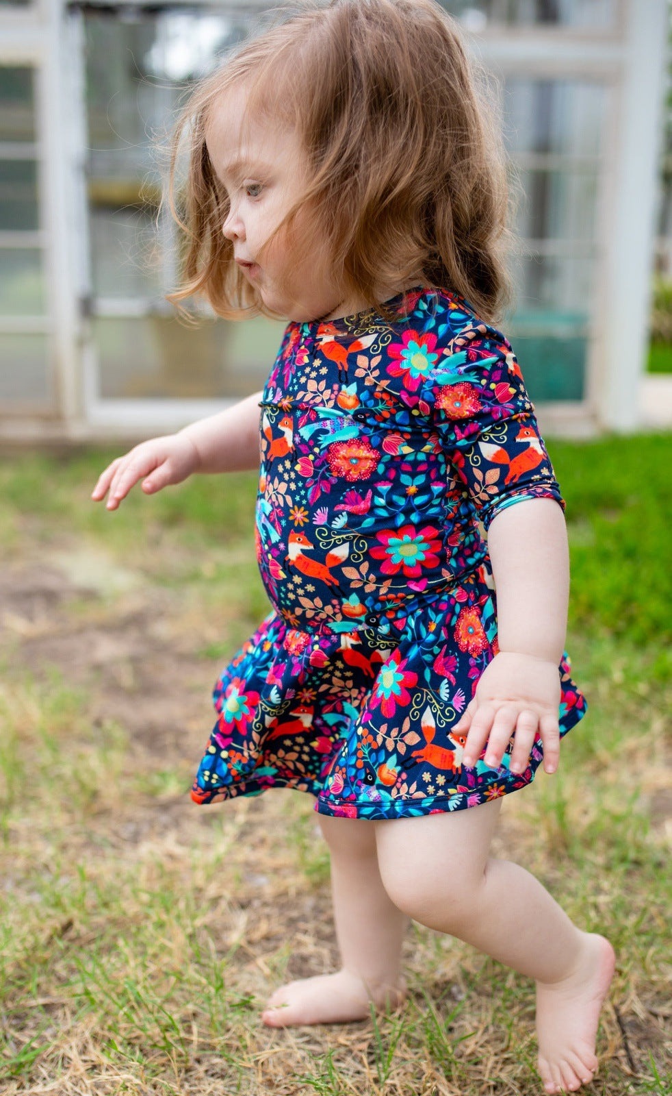 Collection of Foxy Folksy Half Sleeve Leotard Dress in a gallery layout