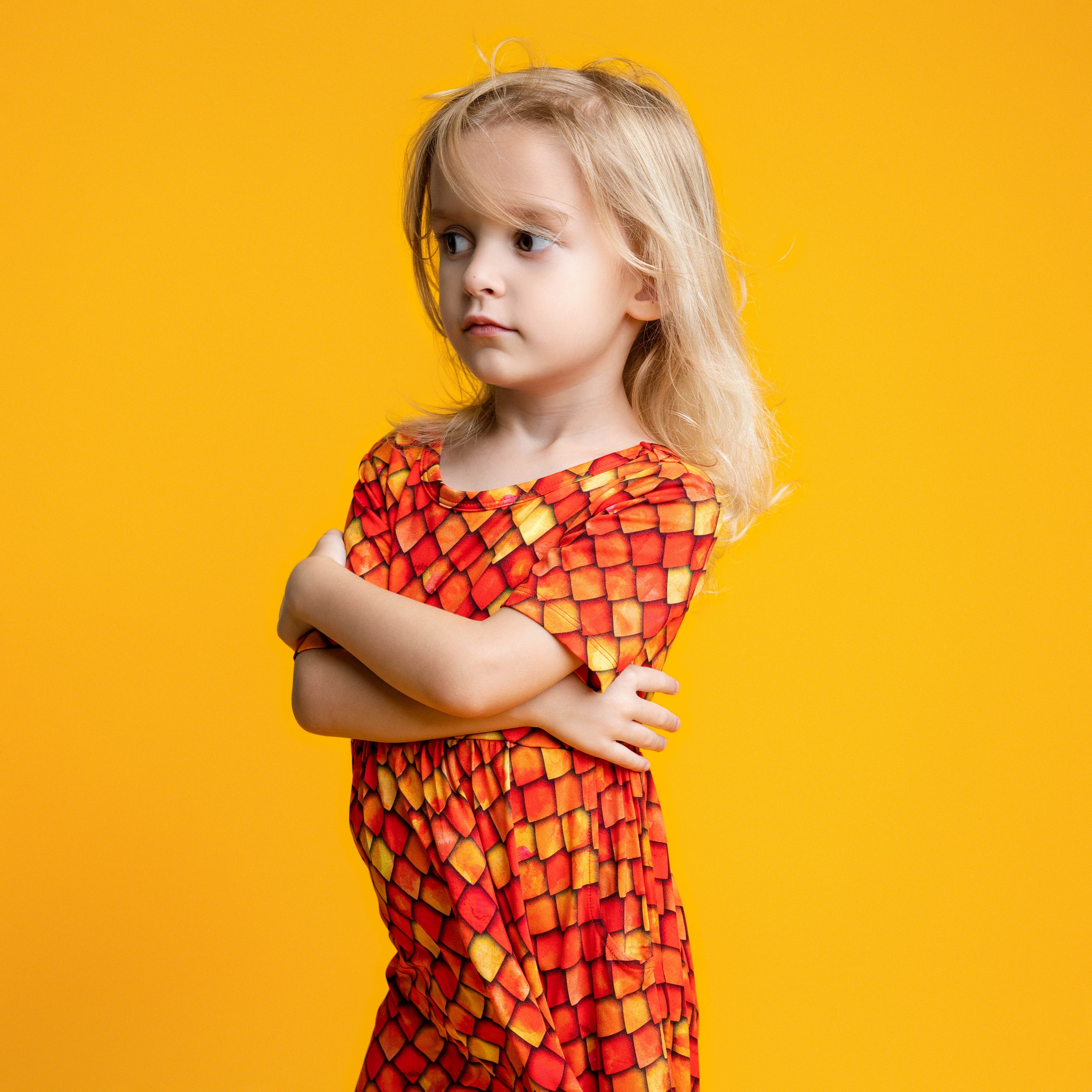 Collection of Red Dragon Scales Short Sleeve Skater Dress in a gallery layout