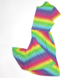 Image of Rainbow Gradient Short Sleeve Women's Skater Dress