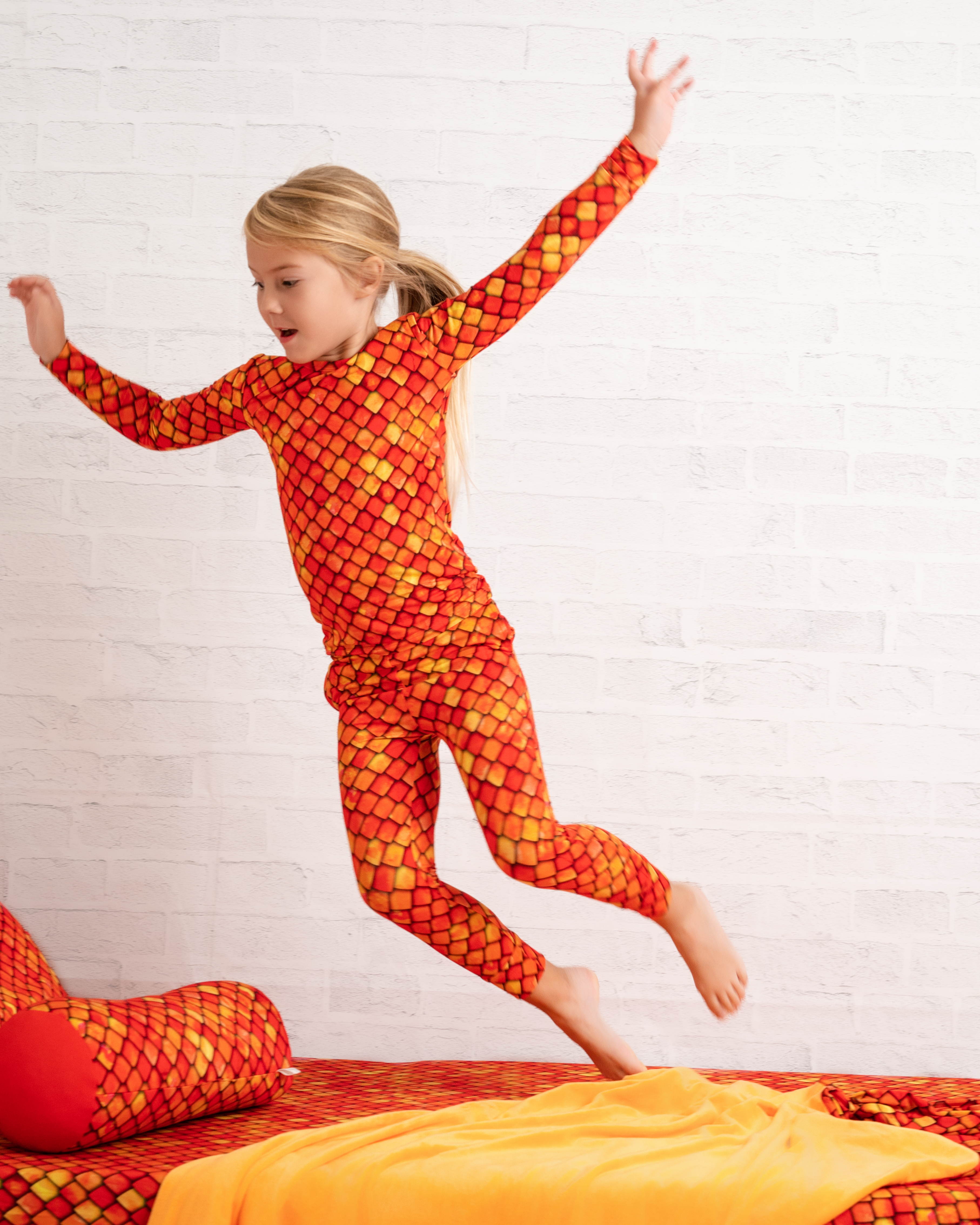 Collection of Red Dragon Scales Long Sleeve PJ Set in a gallery layout