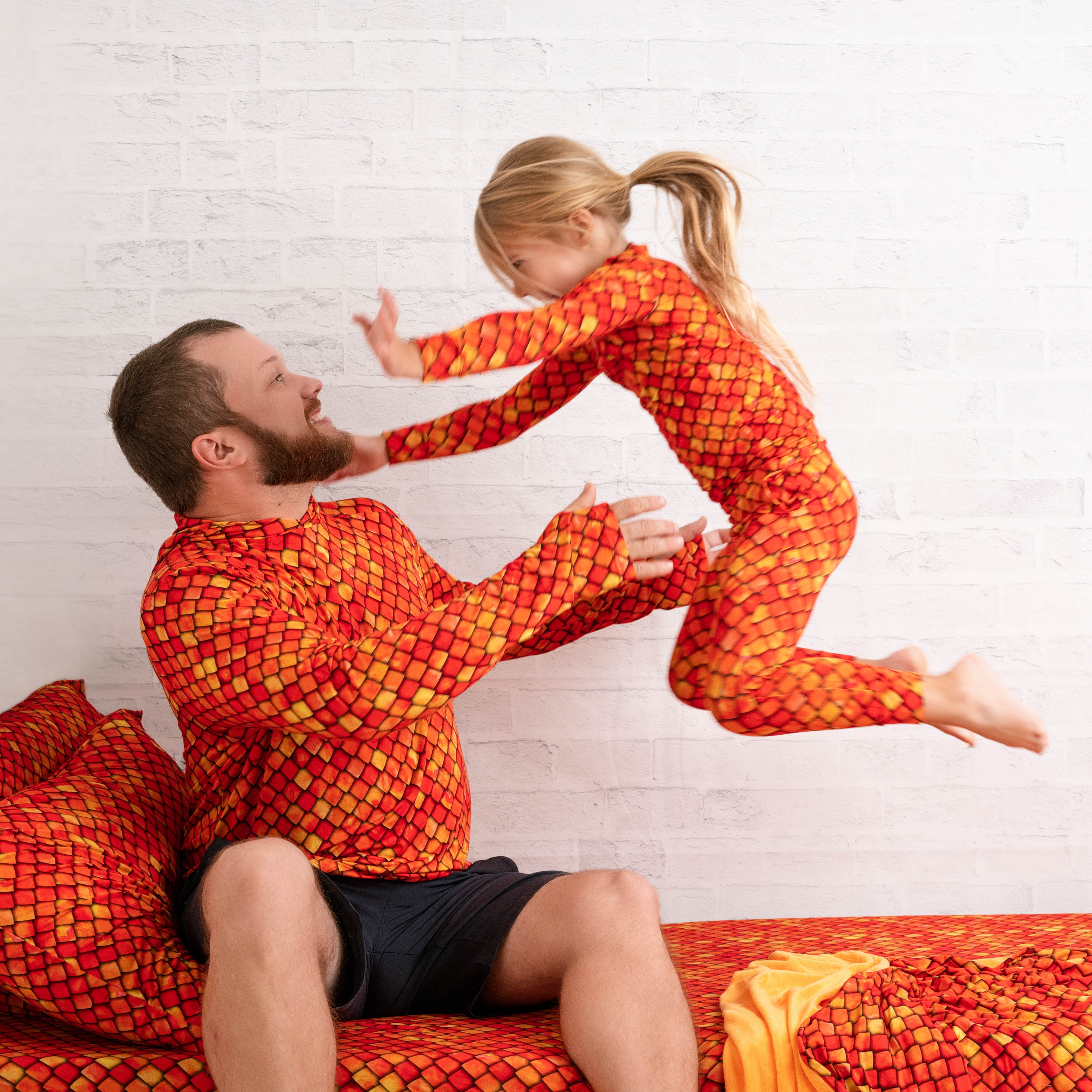 Collection of Red Dragon Scales Long Sleeve PJ Set in a gallery layout