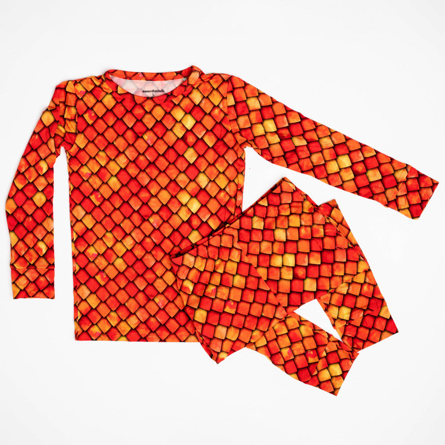 Collection of Red Dragon Scales Long Sleeve PJ Set in a gallery layout