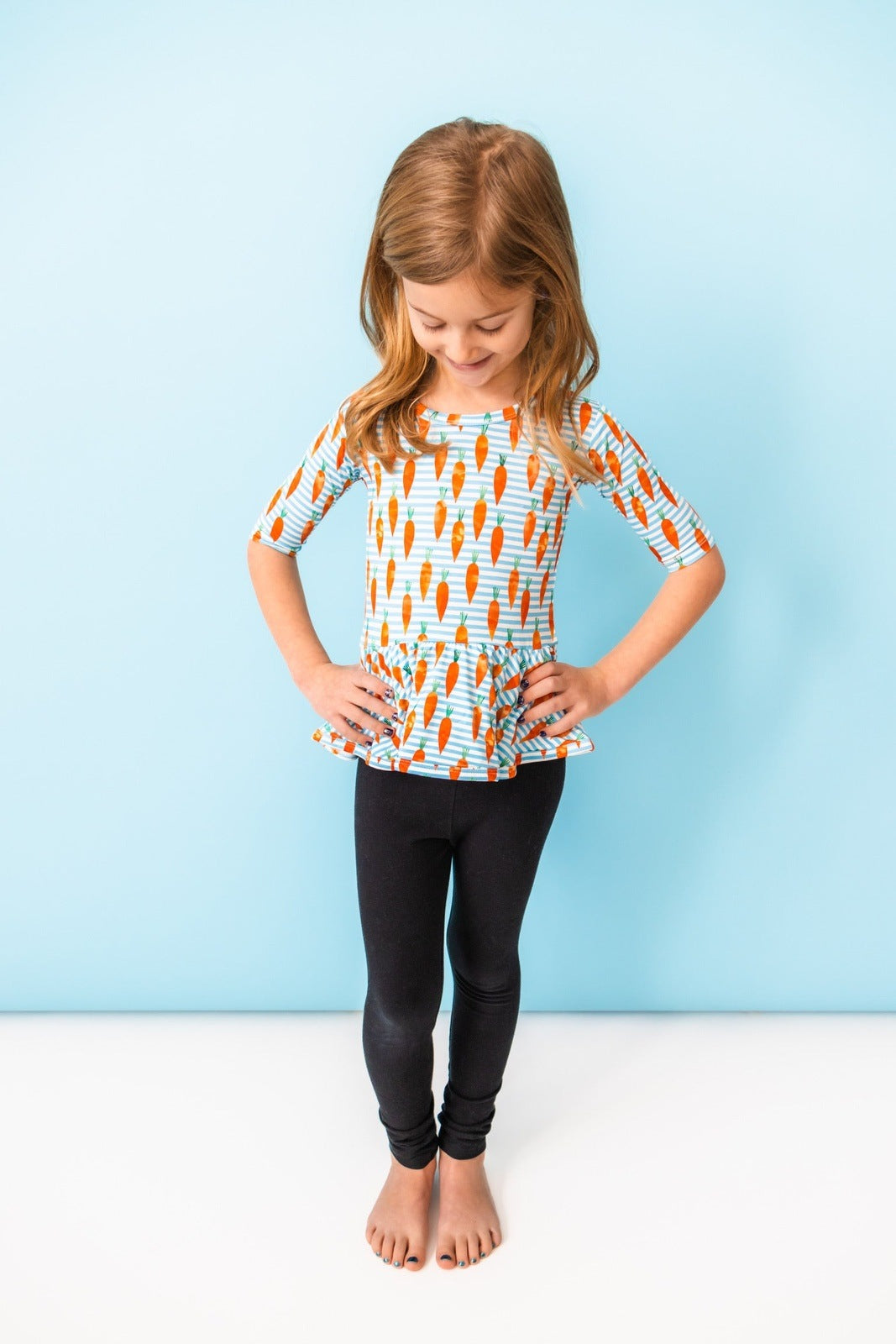 Carrot Stripes Half Sleeve Skater Peplum SHIPS 2/15