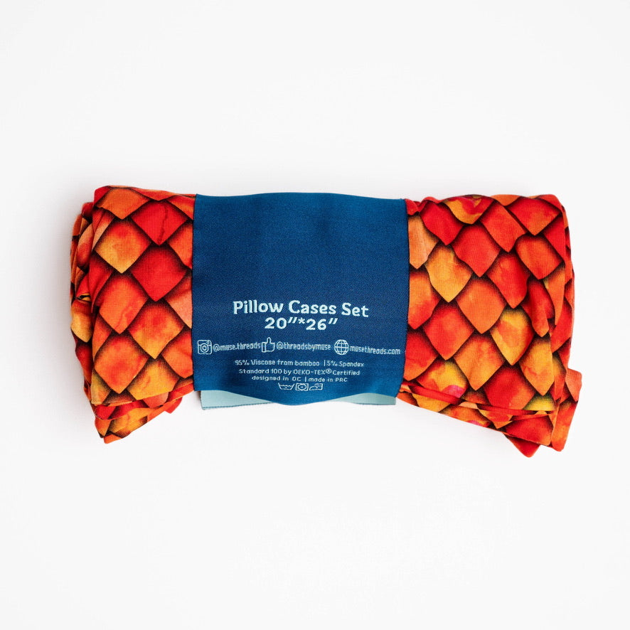 Red Dragon Scales Pillow Case Set