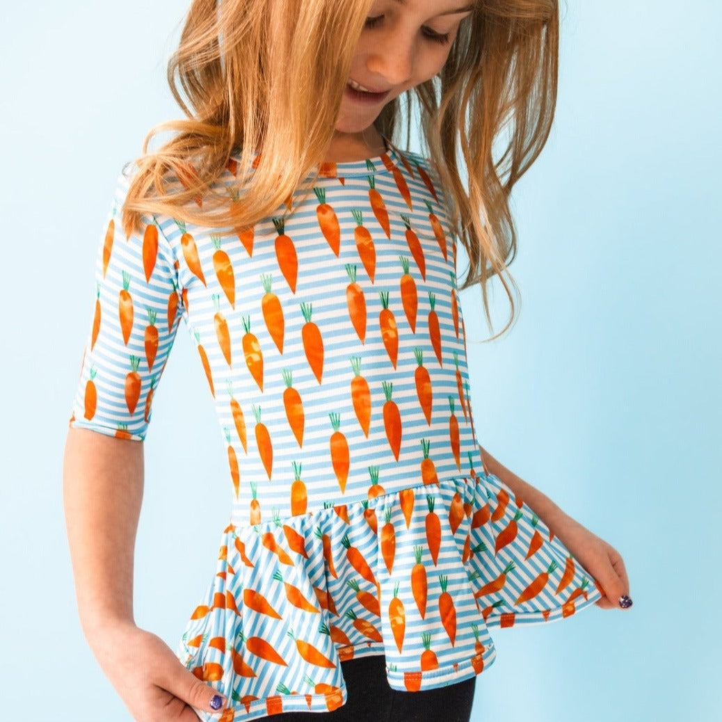 Carrot Stripes Half Sleeve Skater Peplum SHIPS 2/15