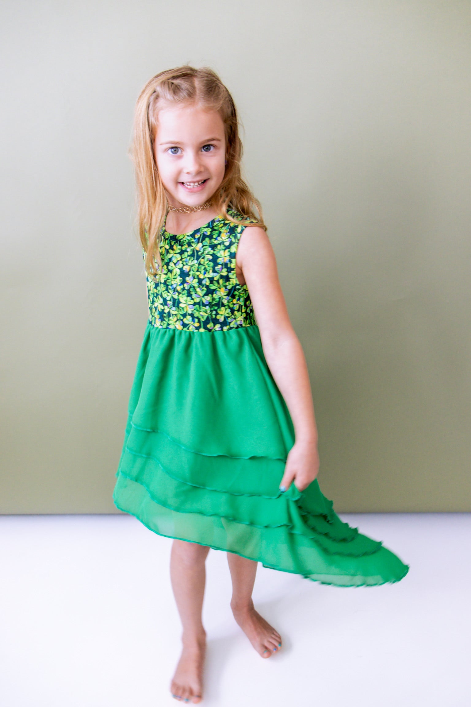 Lucky Clover Tiered High-Low Dress