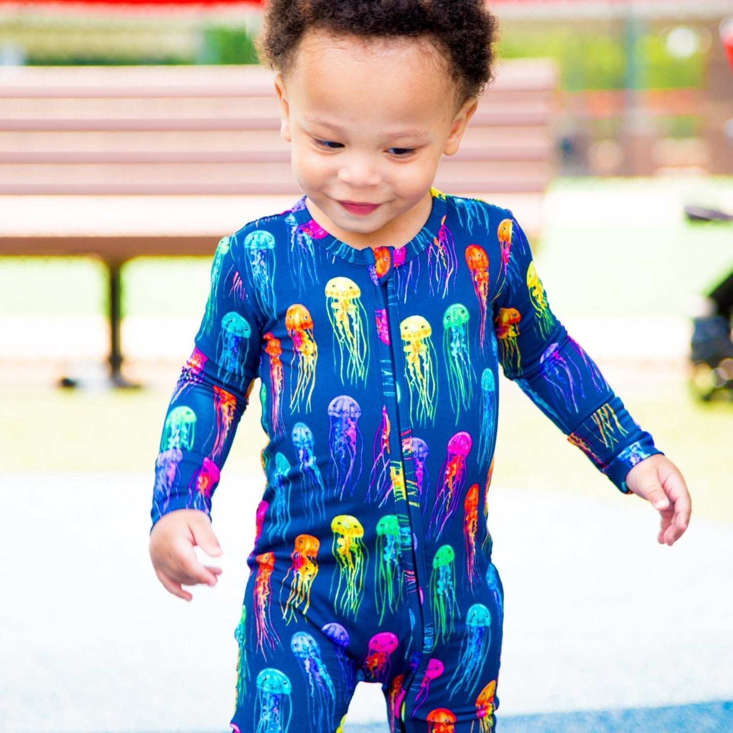 Rainbow Jellies Zip Convertible Footie