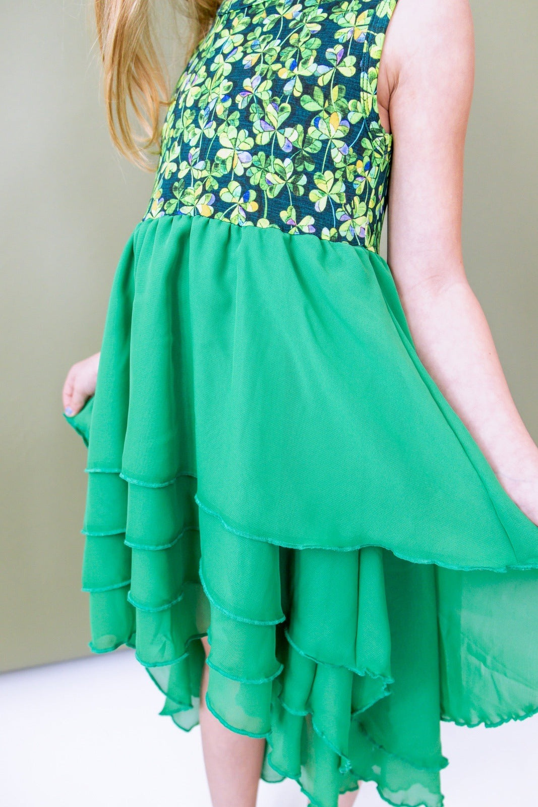 Lucky Clover Tiered High-Low Dress