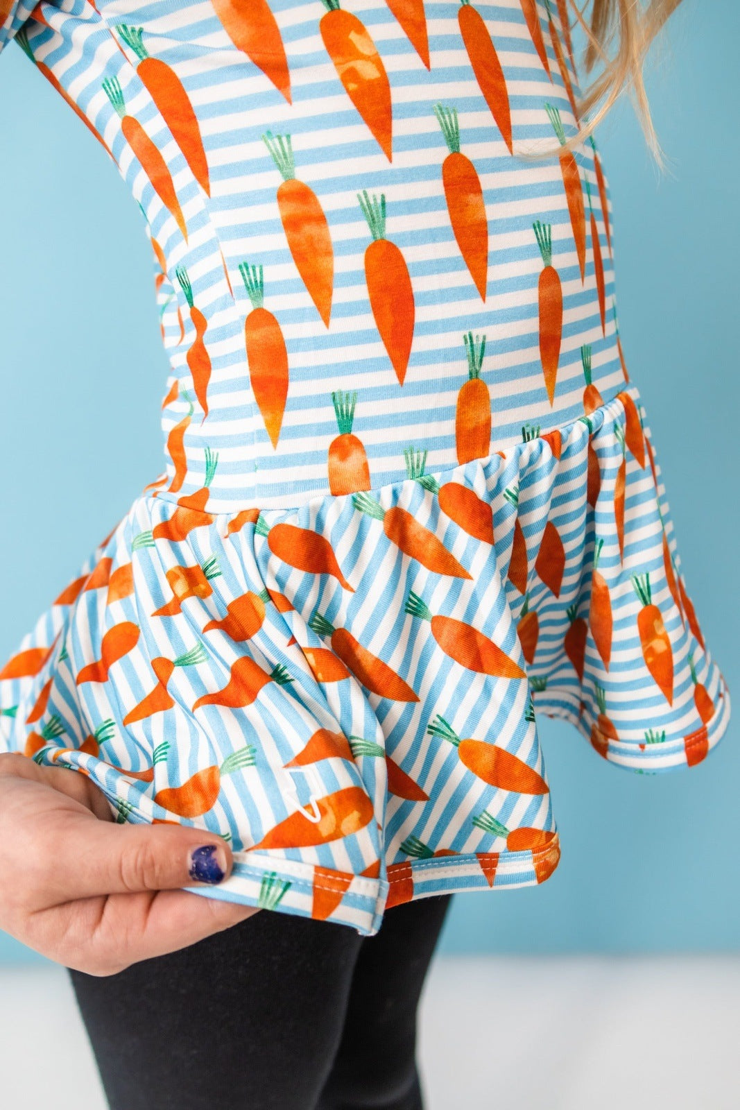 Carrot Stripes Half Sleeve Skater Peplum SHIPS 2/15