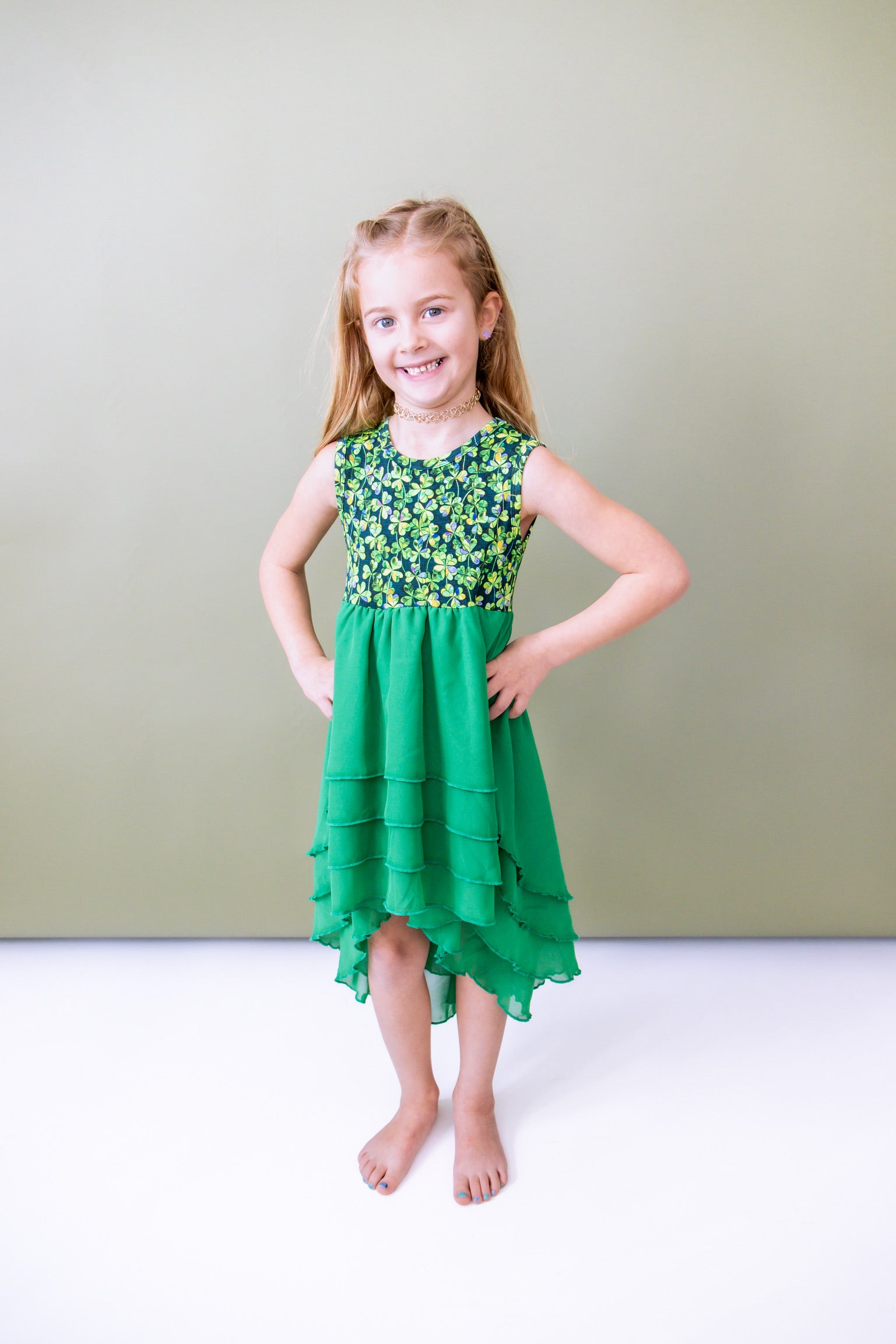 Lucky Clover Tiered High-Low Dress