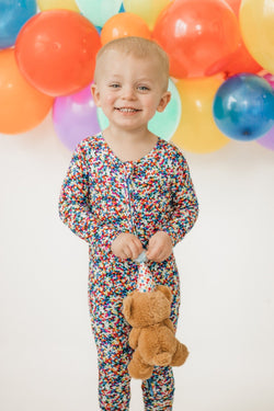 Image of Rainbow Sprinkles Zip Convertible Footie