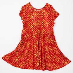 Collection of Red Dragon Scales Short Sleeve Women's Skater Dress in a gallery layout