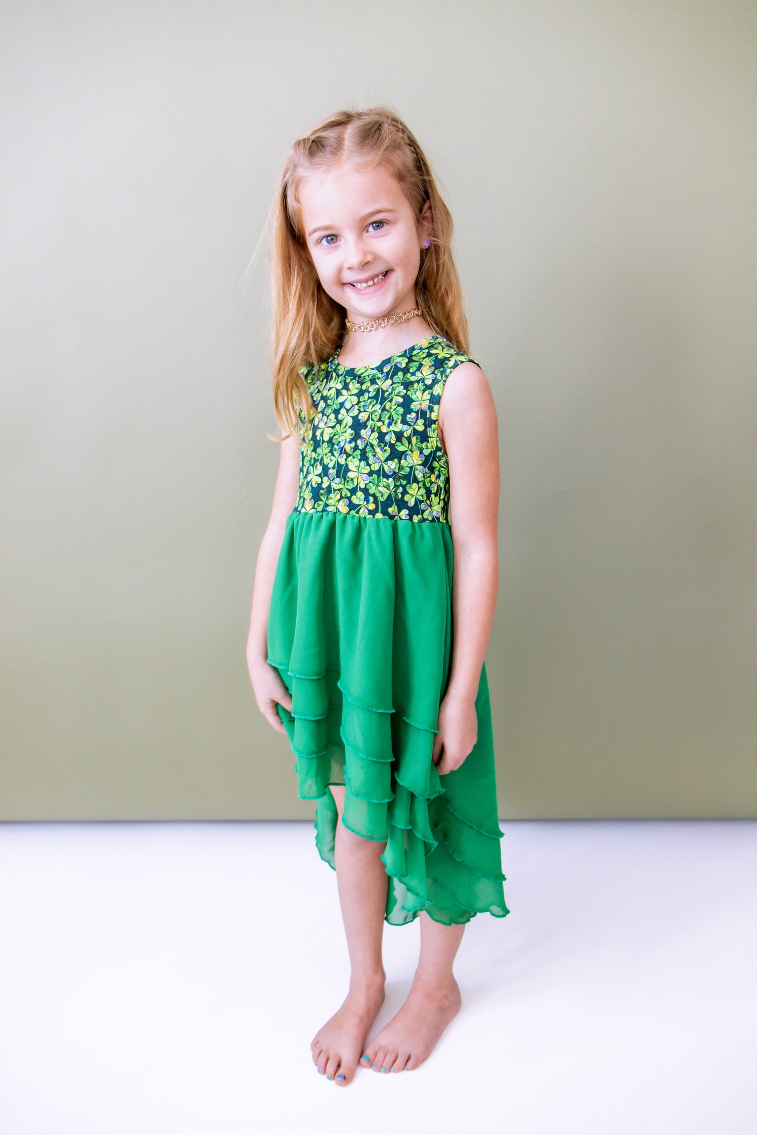 Lucky Clover Tiered High-Low Dress