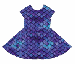 Collection of Purple Dragon Scales Short Sleeve Women's Skater Dress in a gallery layout