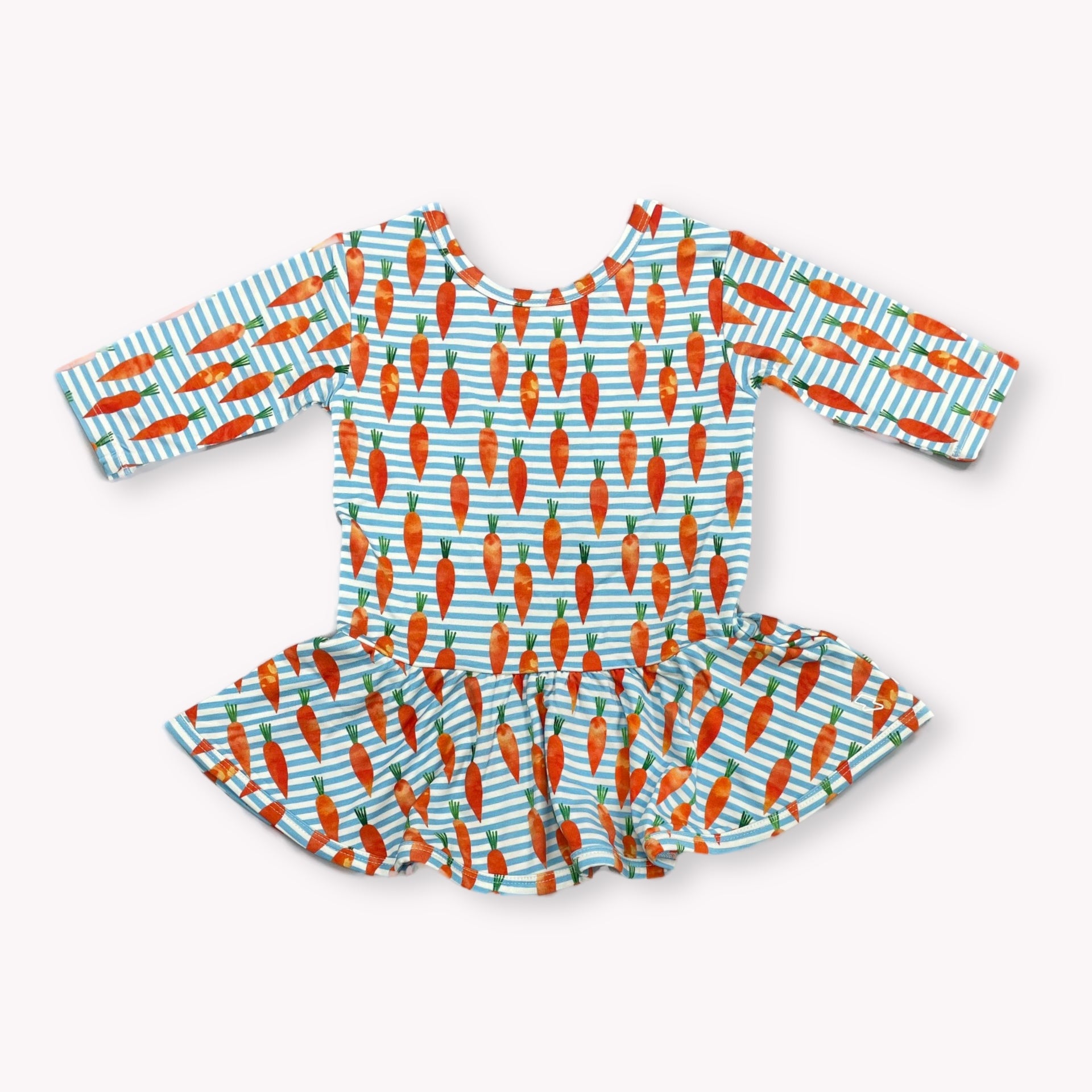 Carrot Stripes Half Sleeve Skater Peplum