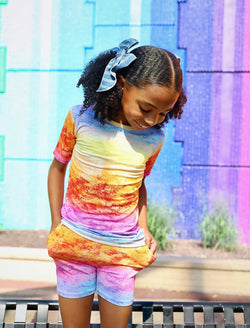 Image of Rainbow Sherbet Short Sleeve/Shorts PJ Set