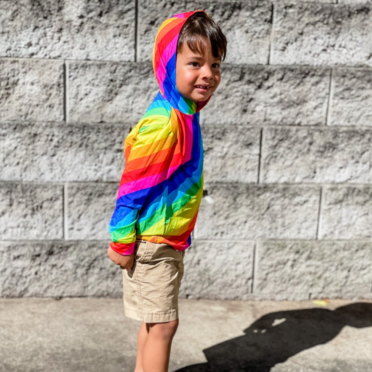 Rainbow Stripe Lightweight Hoodie