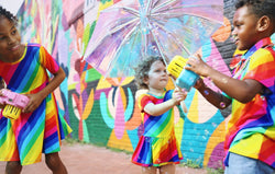 Image of Rainbow Stripe Short Sleeve Leotard Dress