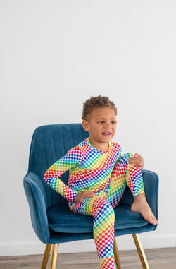 Collection of Checkerboard Long Sleeve PJ Set in a gallery layout