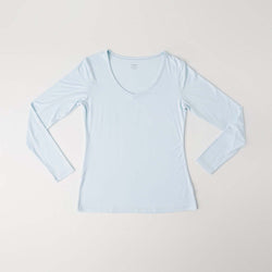 Image of Ice Blue Women's Long Sleeve Lounge V-Neck