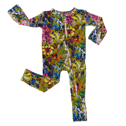 Image of Fall Floral Zip Convertible Footie