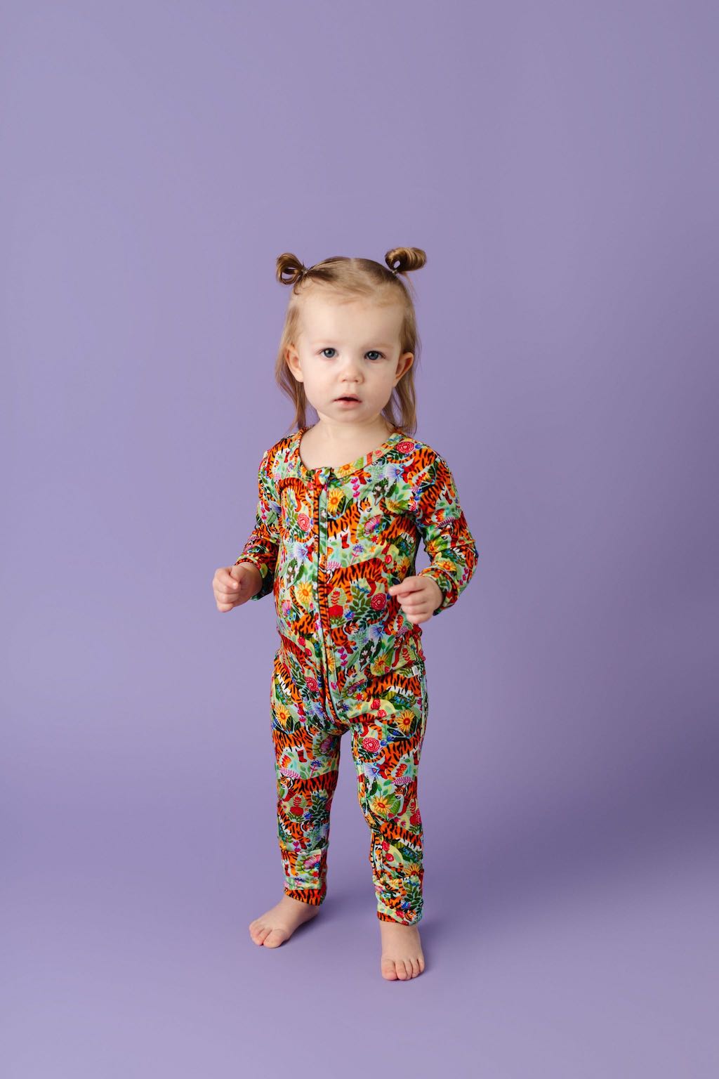 Floral Tiger Zip Convertible Footie