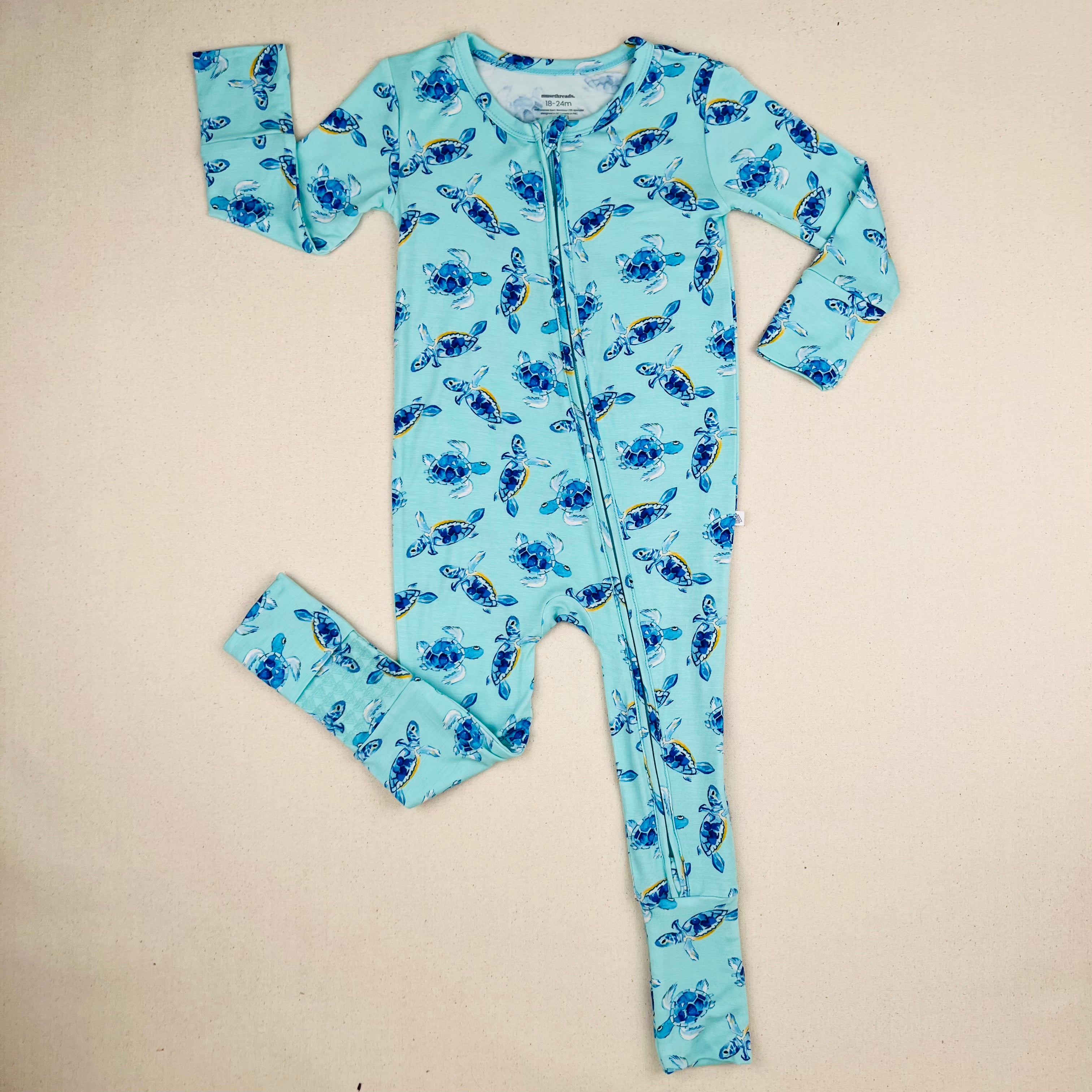 Baby Sea Turtles Zip Convertible Footie