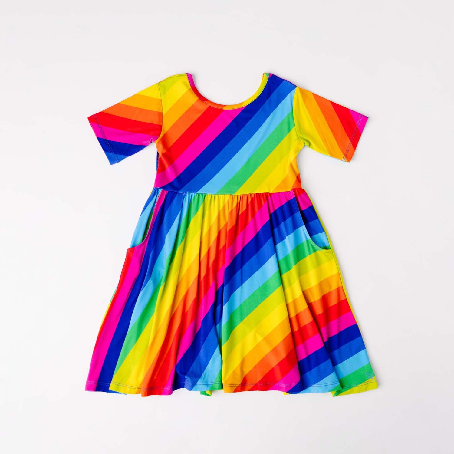 Rainbow Stripe Short Sleeve Skater Dress